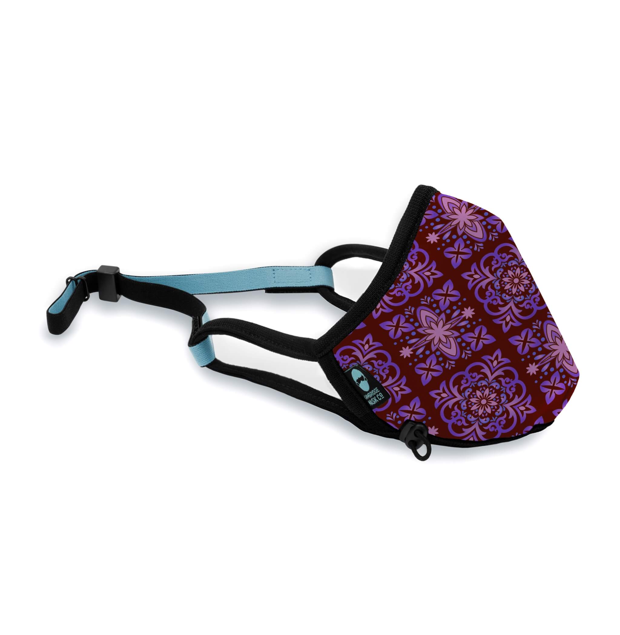 Right side angle of The Ada Non Valve Face Mask with the Headstrap