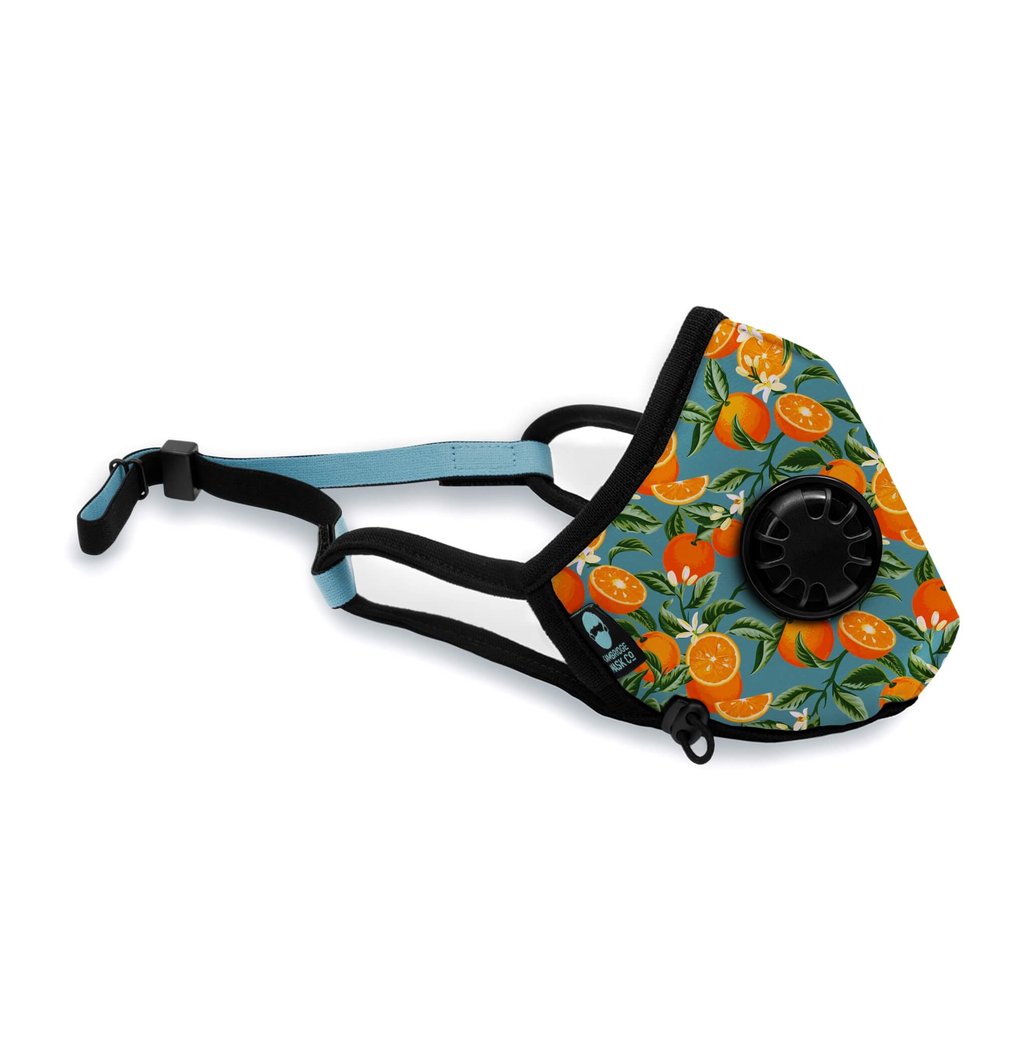 Right side angle of The Marmalade Pro Face Mask with the Headstrap