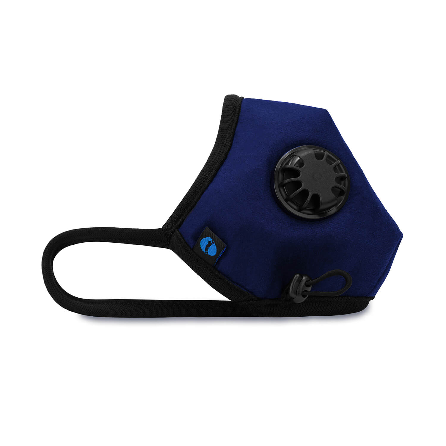 Right side angle of BASIC Face Mask Navy with the Valve