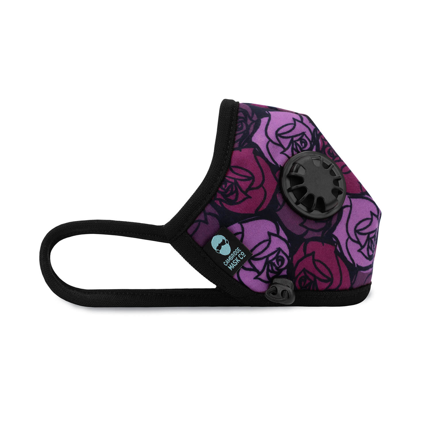 Right side angle of The 65 Roses Pro Face Mask with the Valve