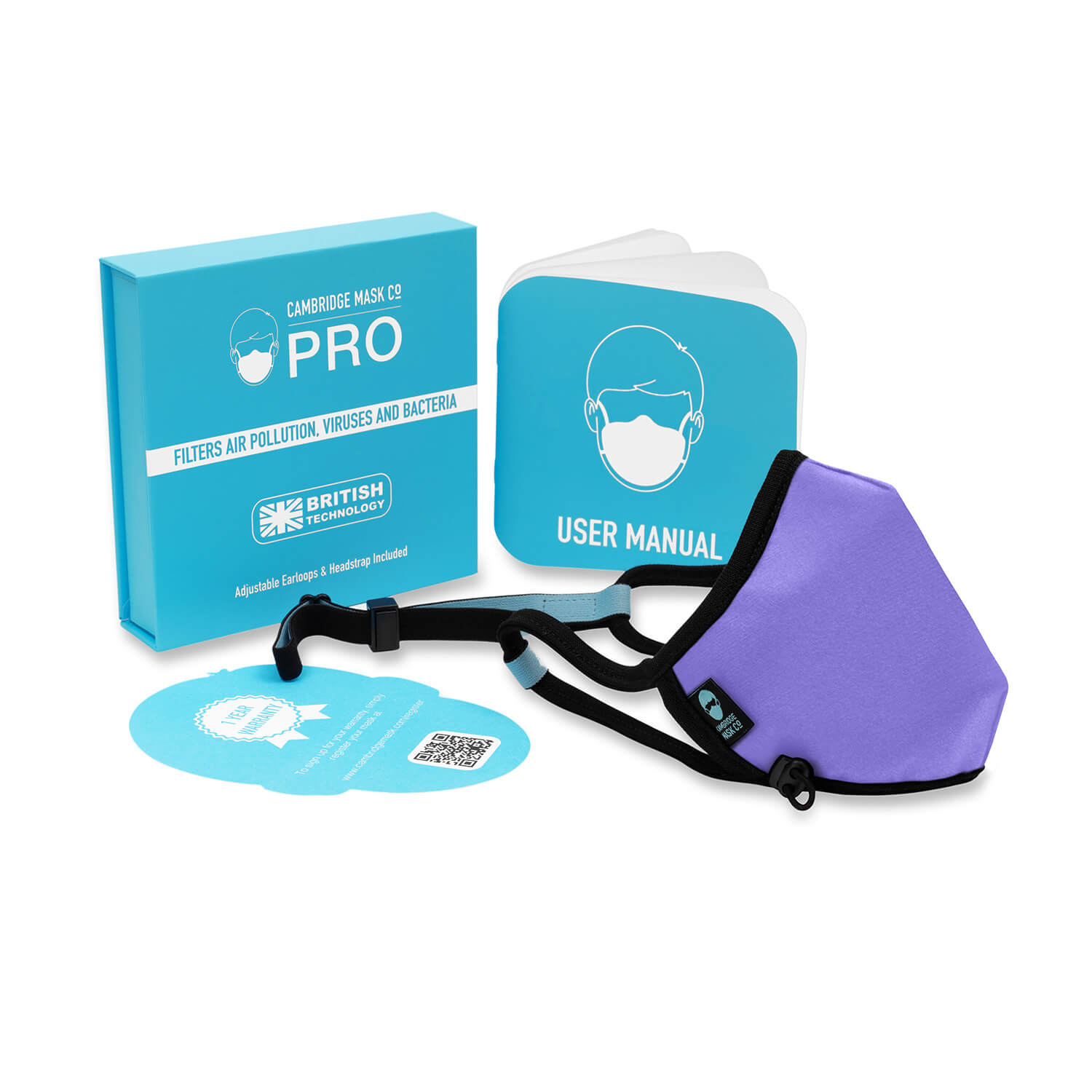 The Anning Non Valve Face Mask with the User manual, Box and Warranty