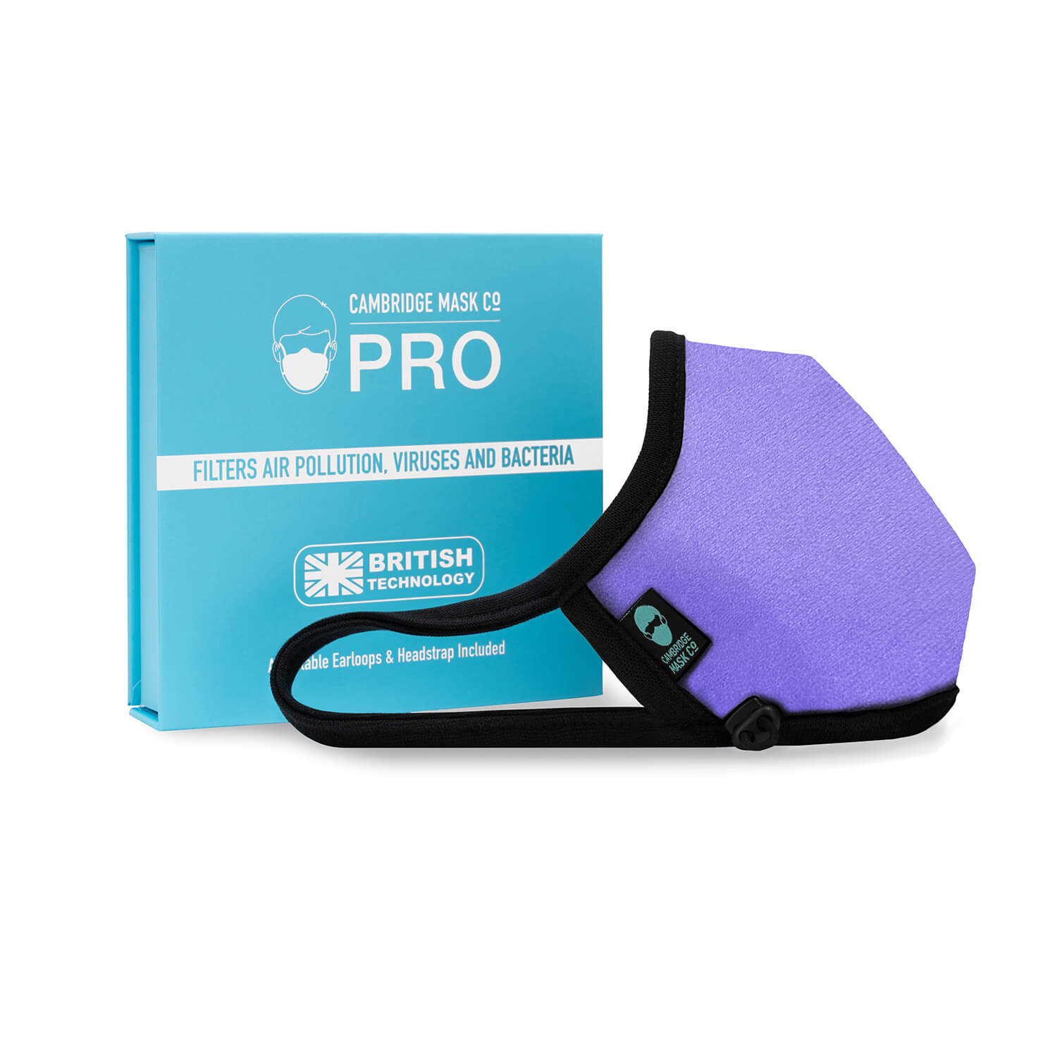Right side angle of The Anning Non Valve Face Mask with the Packaging Box