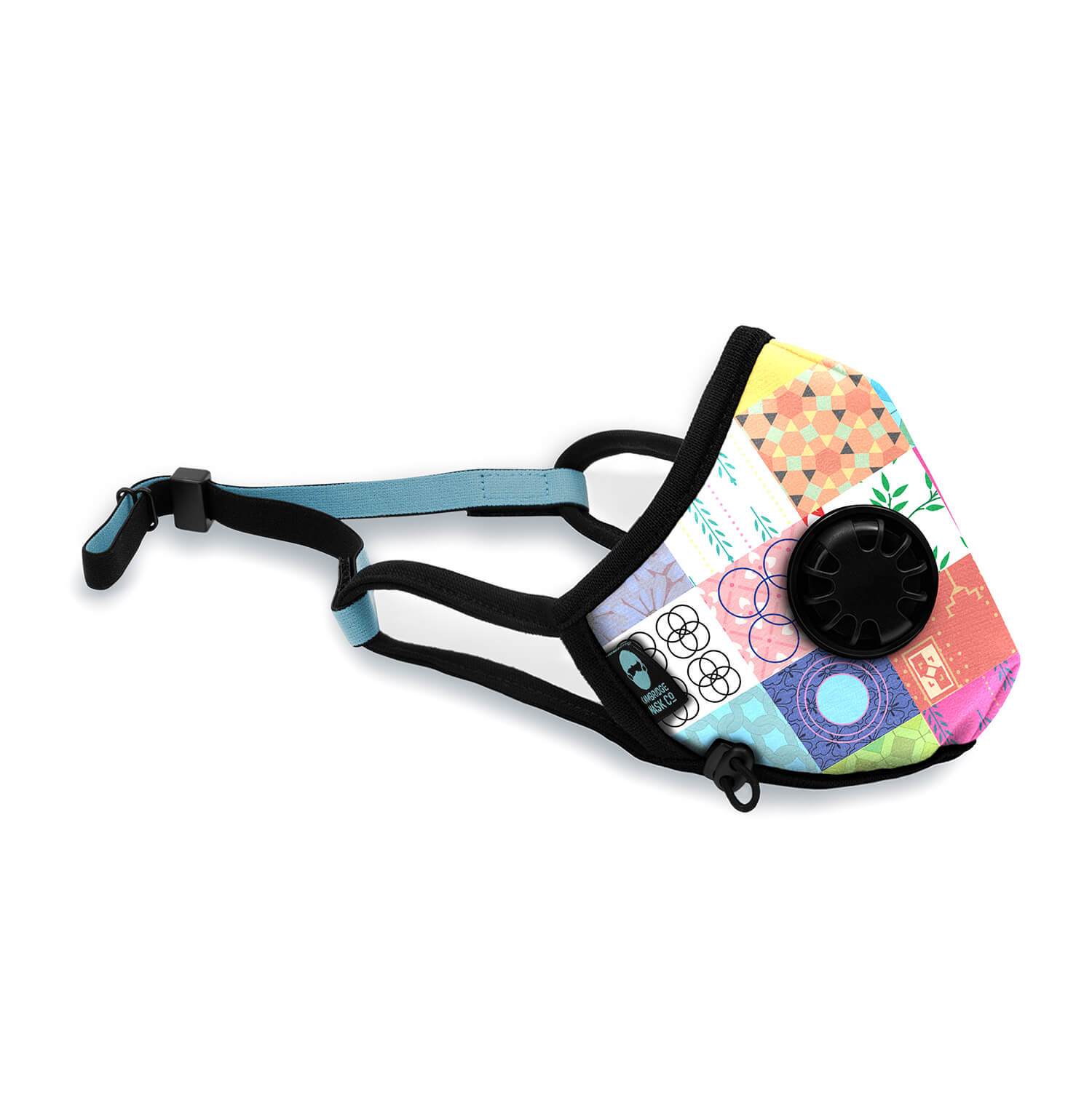 Right side angle of The Austen Pro Face Mask with the Headstrap