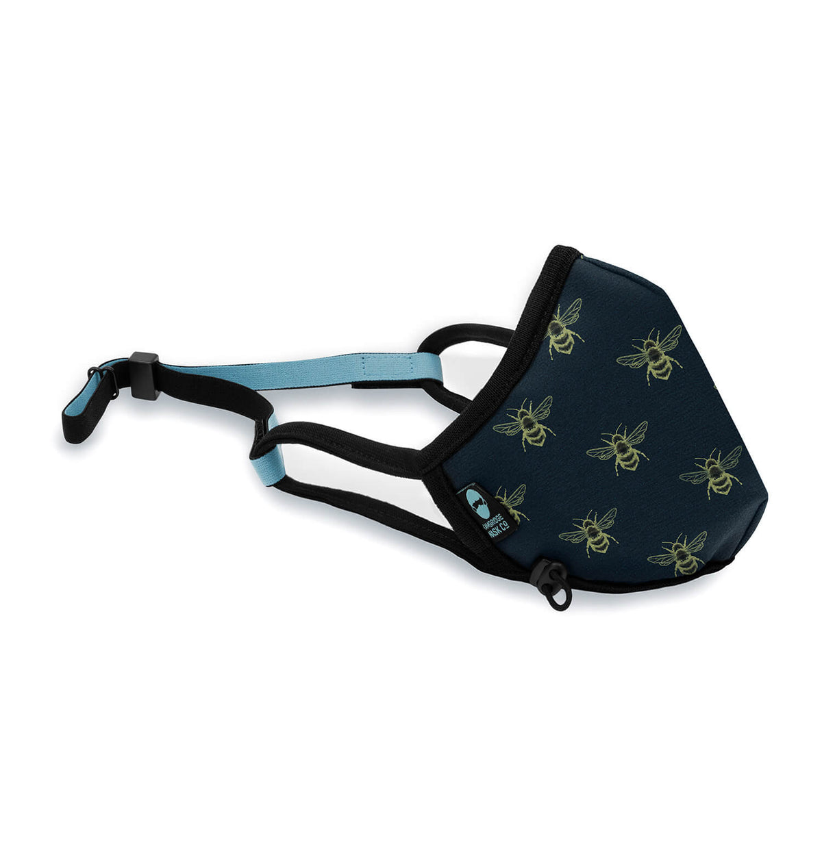 Right side angle of The Burt Non Valve Face Mask with the Headstrap