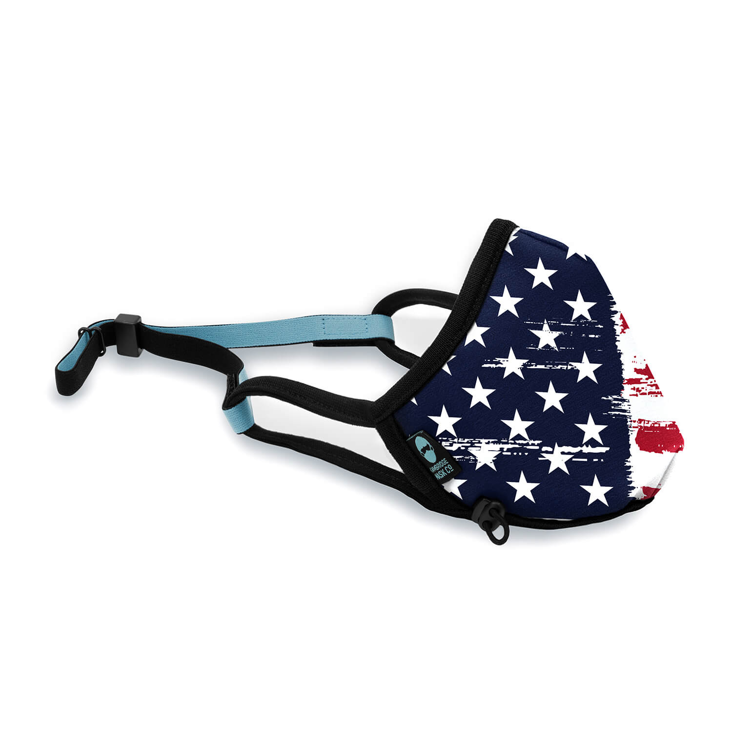 Right side angle of The Uncle Sam Non Valve Face Mask with the Headstrap