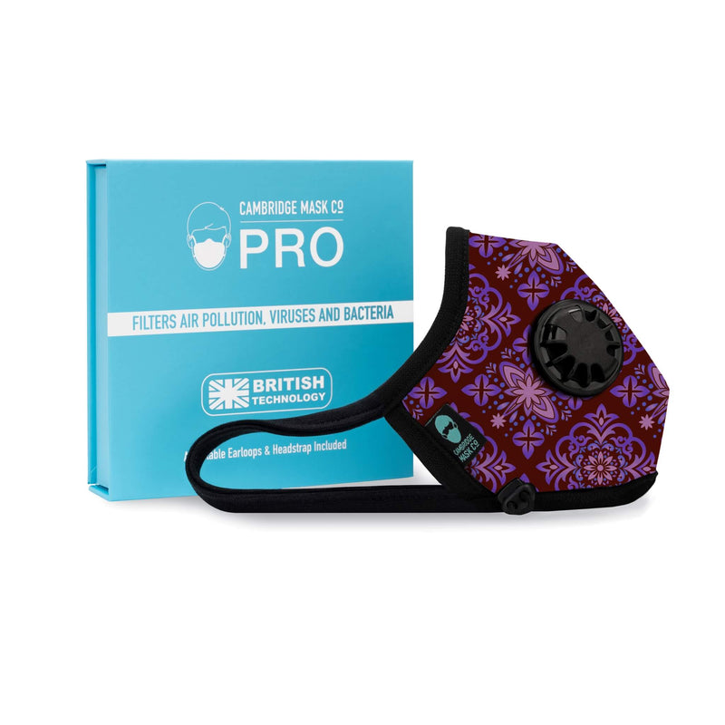 Right side angle of The Ada Pro Face Mask with the Packaging Box