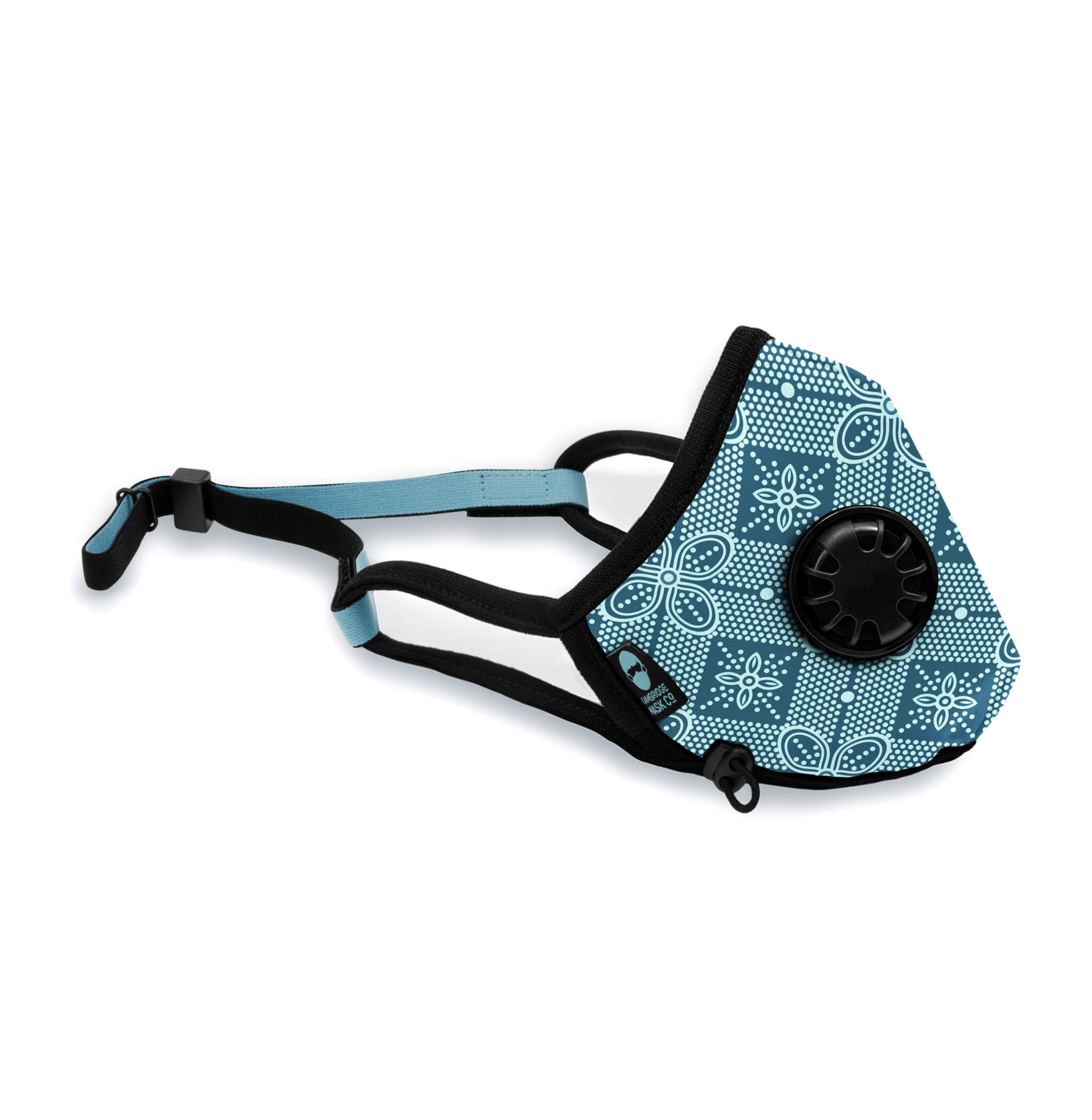 Right side angle of The Symons Pro Face Mask with the Headstrap