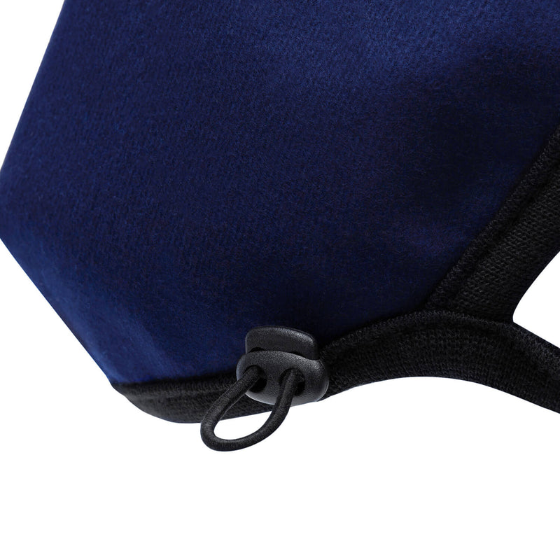 Close up image of the Toggle on The BASIC Face Mask Navy