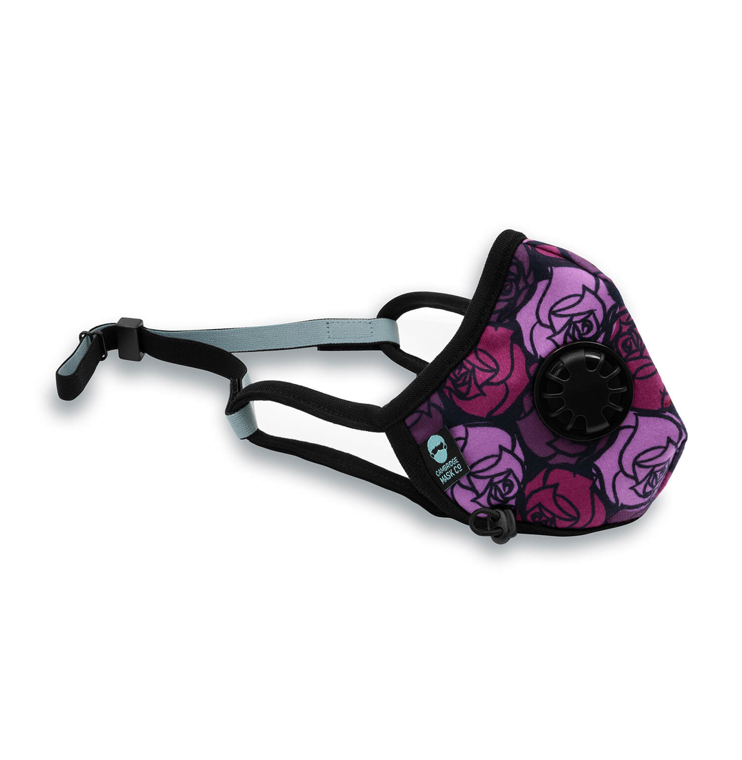 Right side angle of The 65 Roses Pro Face Mask with the Headstrap