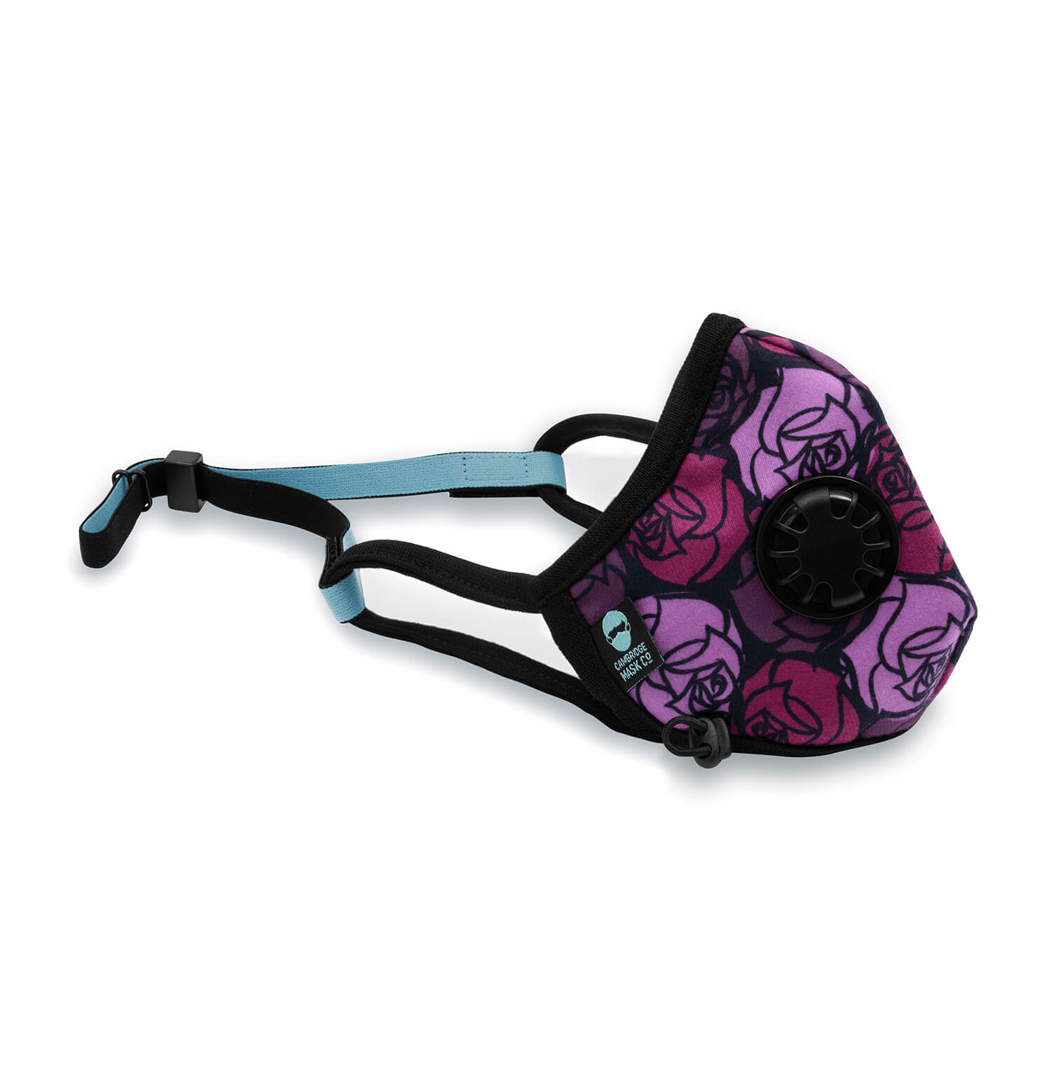 Right side angle of The 65 Roses Pro Face Mask with the Headstrap