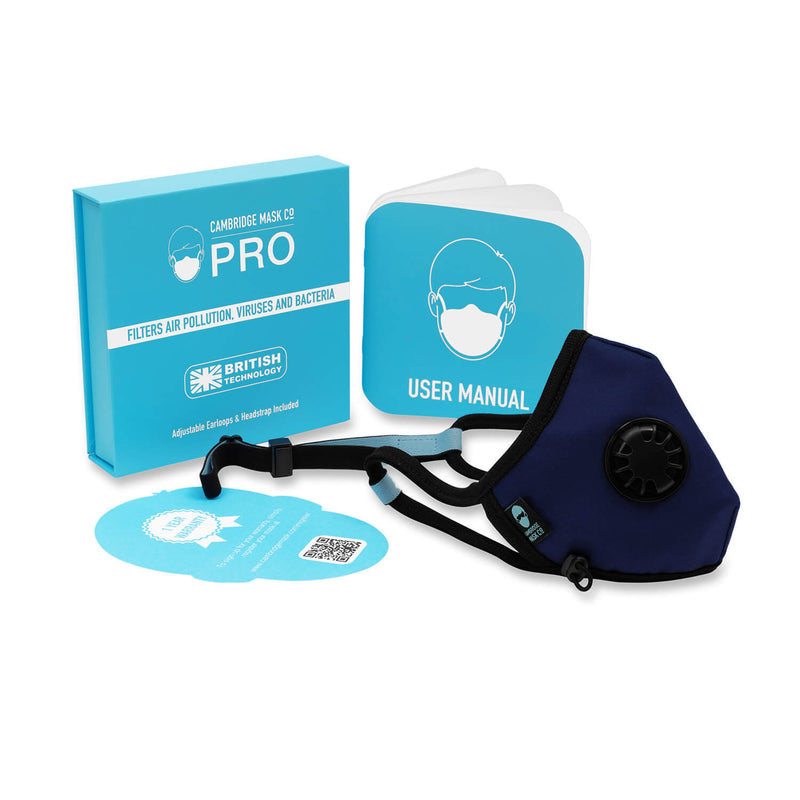 The Admiral Pro Face Mask with the User manual, Box and Warranty card