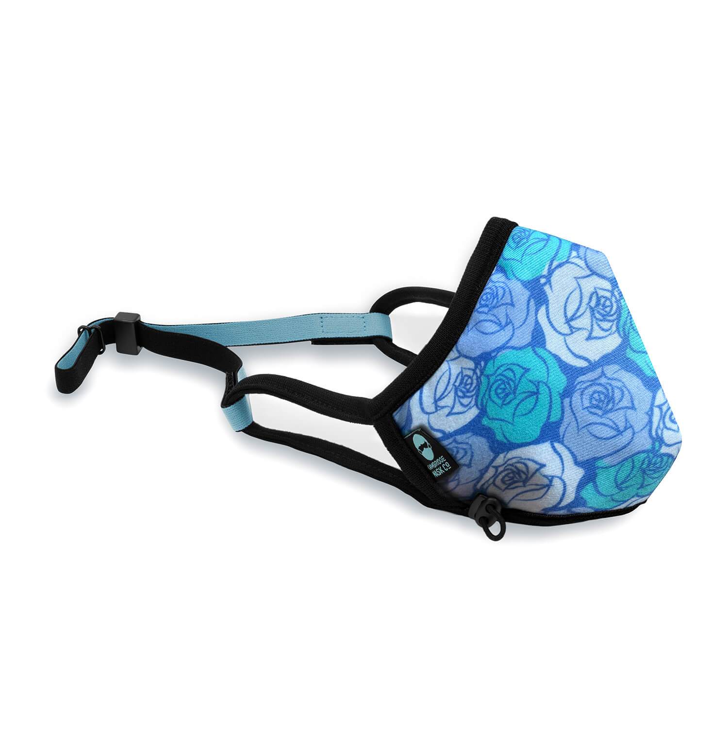 Right side angle of The Agatha Non Valve Face Mask with the Headstrap