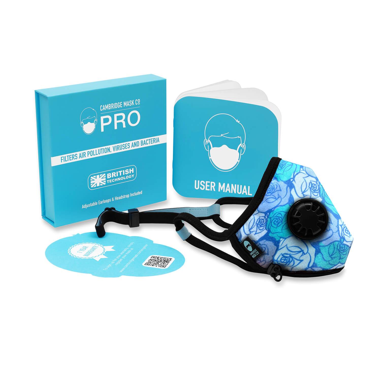 The Agatha Pro Face Mask with the User manual, Box and Warranty Box 