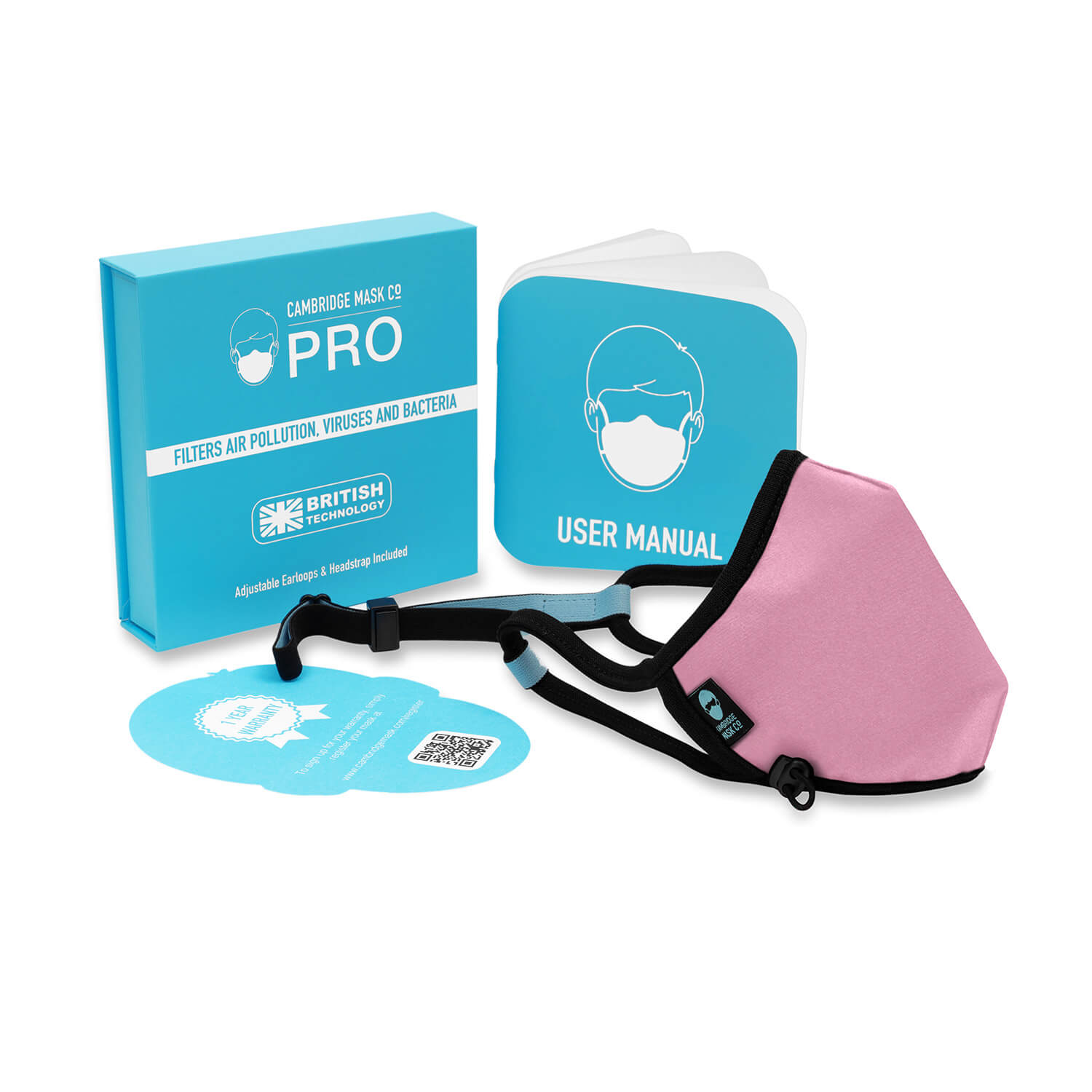 The Lottie Non Valve Face Mask with User manual, Box and Warranty Card